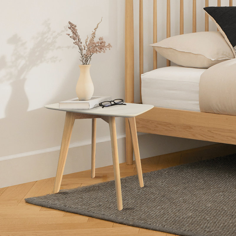 Table de bout Katherline, Bois clair, Blanc
