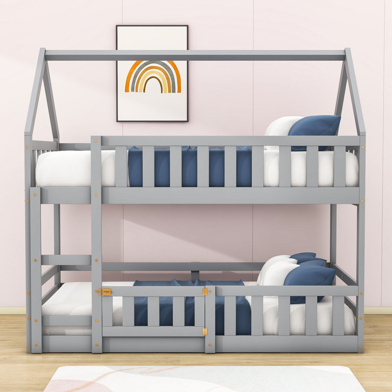 Salome Kids Twin Over Twin Bunk Bed, Gray