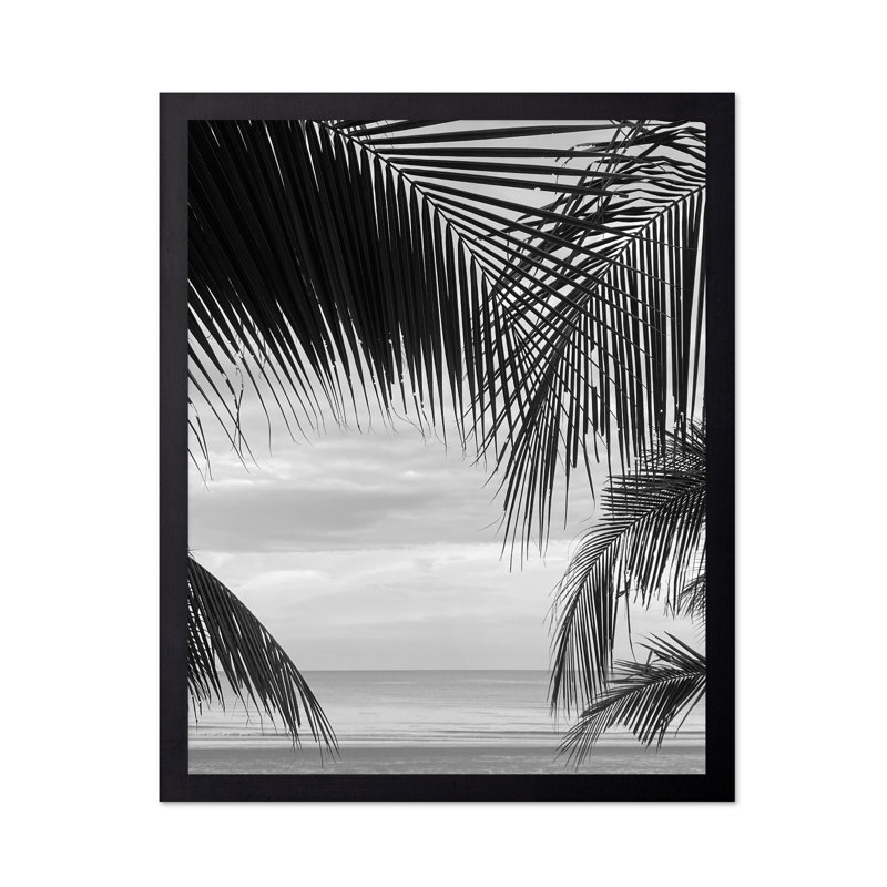 Vue entre les feuilles de palmier, Black Framed, Poster, 12"H x 16"W