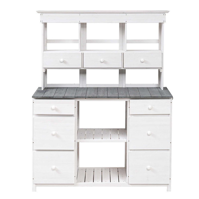 Banc de rempotage Shameika, Blanc / Gris