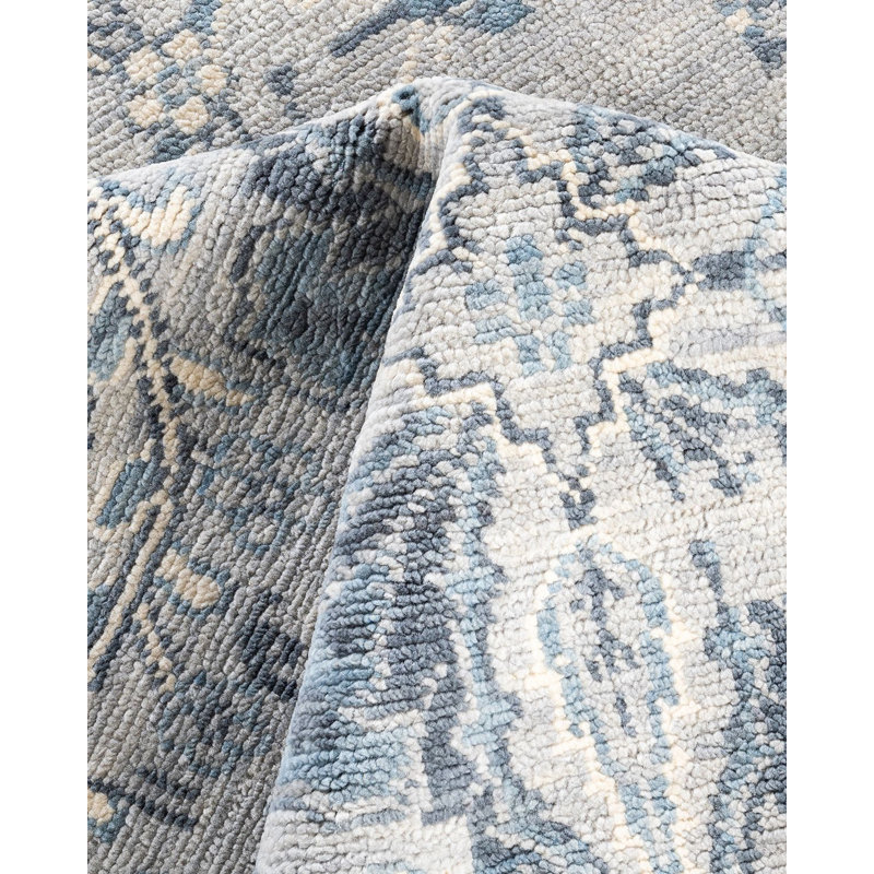 Tapis moderne fait à la main de conception unique - gris, 7 pi 10 po x 10 pi 0 po