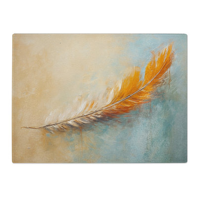 Feather Minimalism  Glass Chopping Board