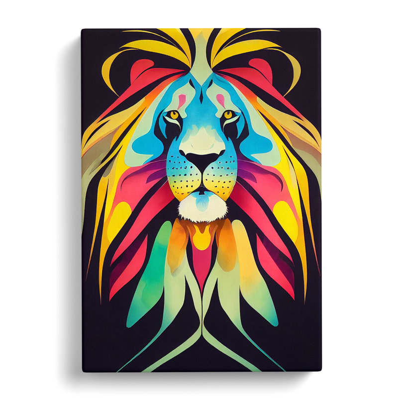 CAN-V0523-1403X Lion Marbling - Wrapped Canvas Print, 50cm H x 35cm W x 3cm D, No Matte, Wrapped Canvas