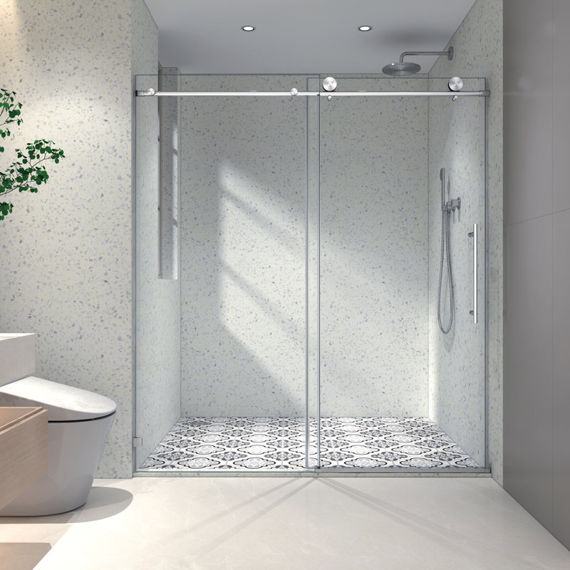 Porte de douche brossée 5476 - Acier inoxydable 304 de 70 mm, nettoyage Nano et nettoyage de films résistants, fermeture douce, traitement à l'épreuve réglable