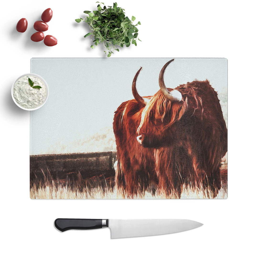 Glass Highland Cow in Scotland in Abstract Chopping Board
