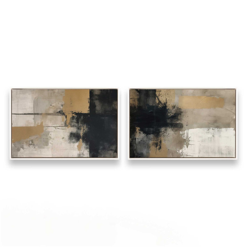 Ensemble de 2 pièces Chiaroscuro Blend, Cadre flottant blanc opaque, H 12,75 po x l 37,5 po x P 1,75 po