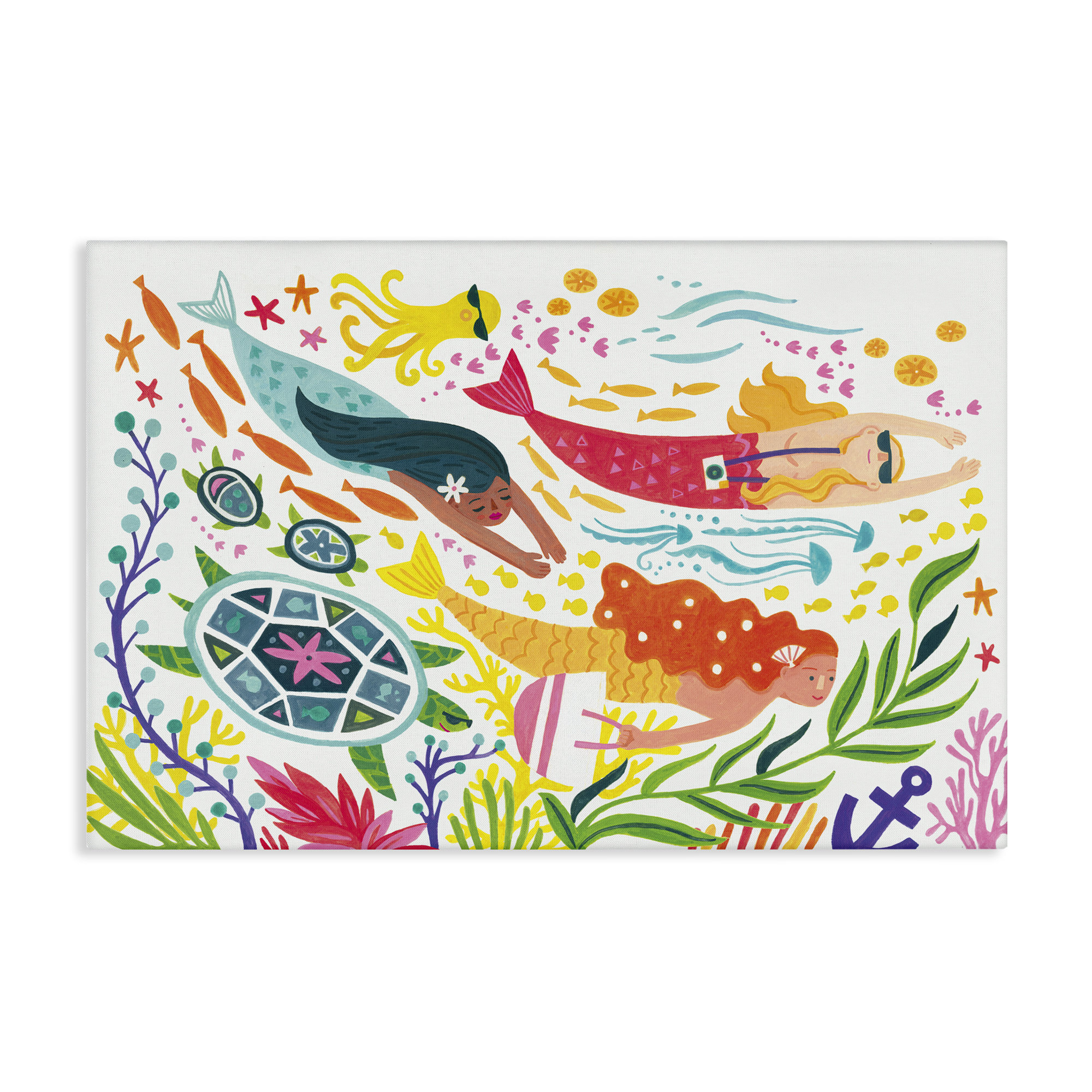 Sunside Sails Underwater Swimming Mermaids Canvas Wall Art by Irene ...