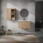 Meuble-lavabo mural avec lavabo et armoire latérale, portes et meuble-lavabo