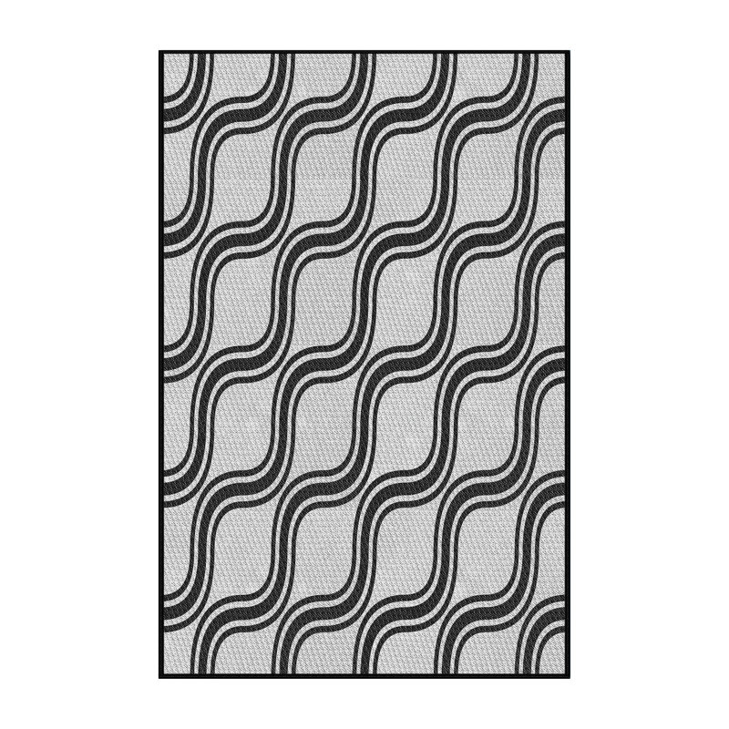 Tapis noir/gris à motifs, Rectangle 2 pi x 3 pi