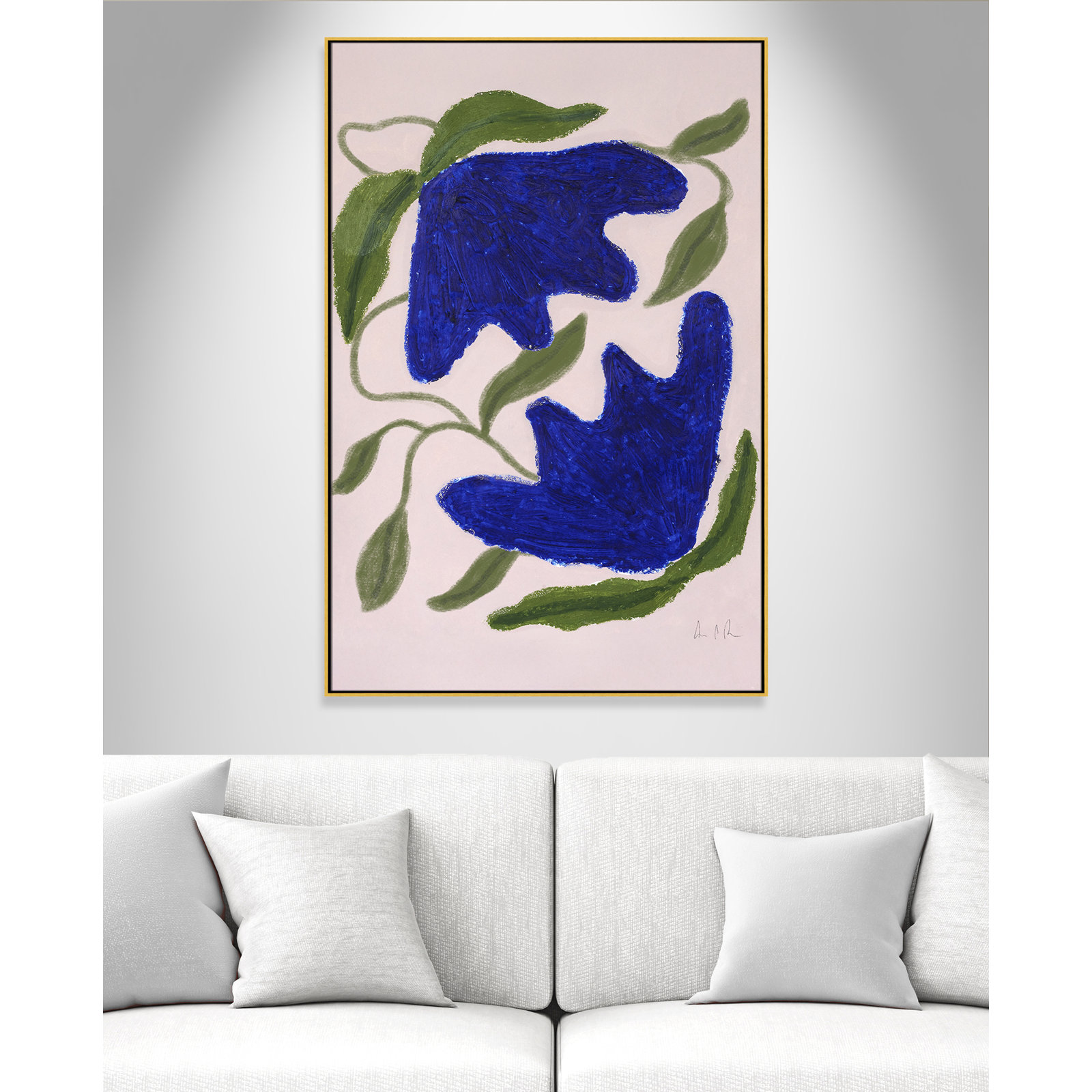 Blue Anemones No. 02 Print by Camilla Bergqvist, Gold, 61.5" H x 41.5" W