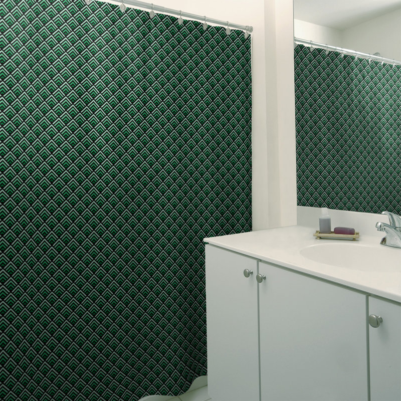 Rideau de douche simple à rayures katelyn elizabeth geometric dégradé, Noir / Vert