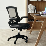 Chaise de bureau ergonomique pivotante à dossier mi-haut en filet avec accoudoirs rabattables Jayetta