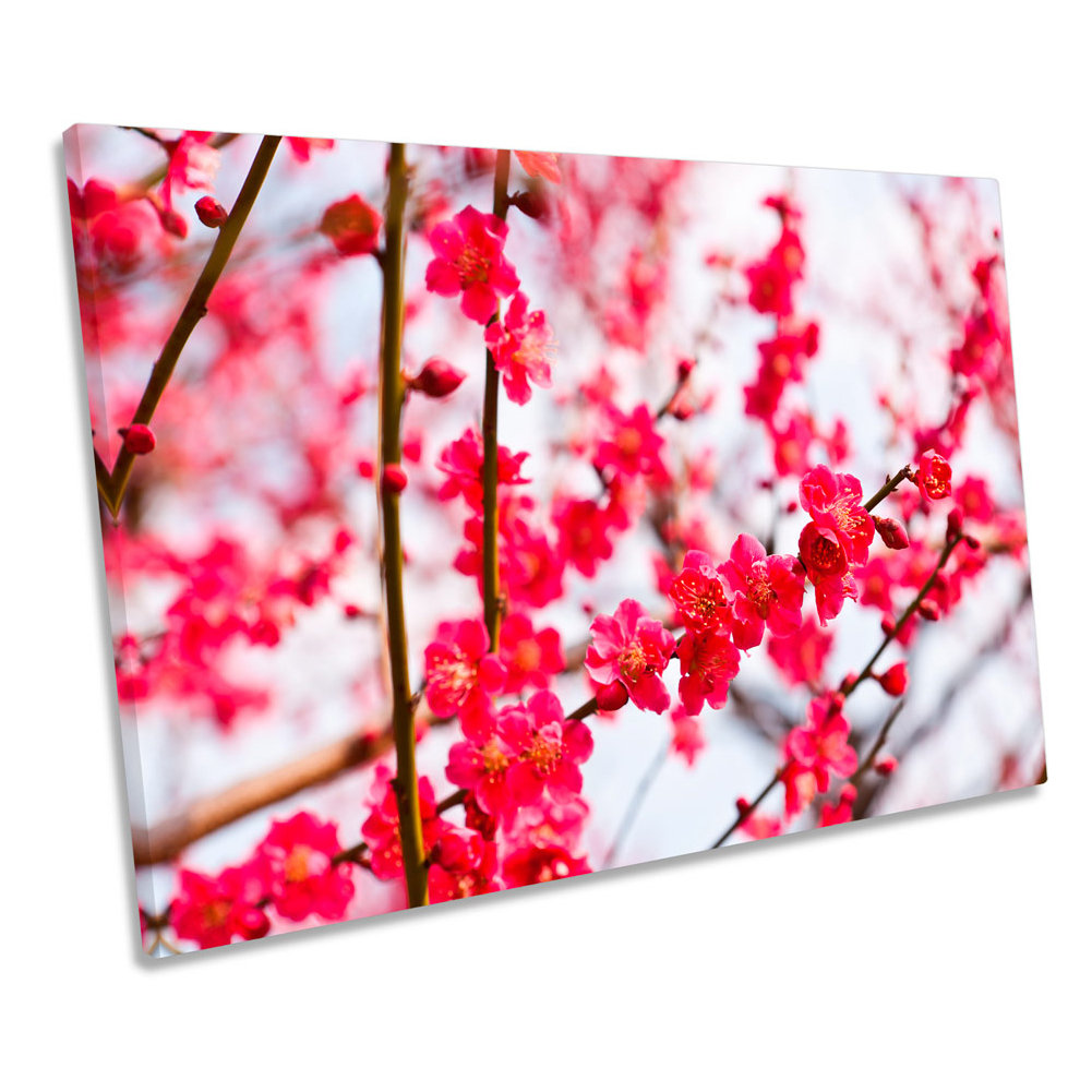 Ebern Designs Pink Blossom Floral Japan Picture Canvas Wall Art Print ...
