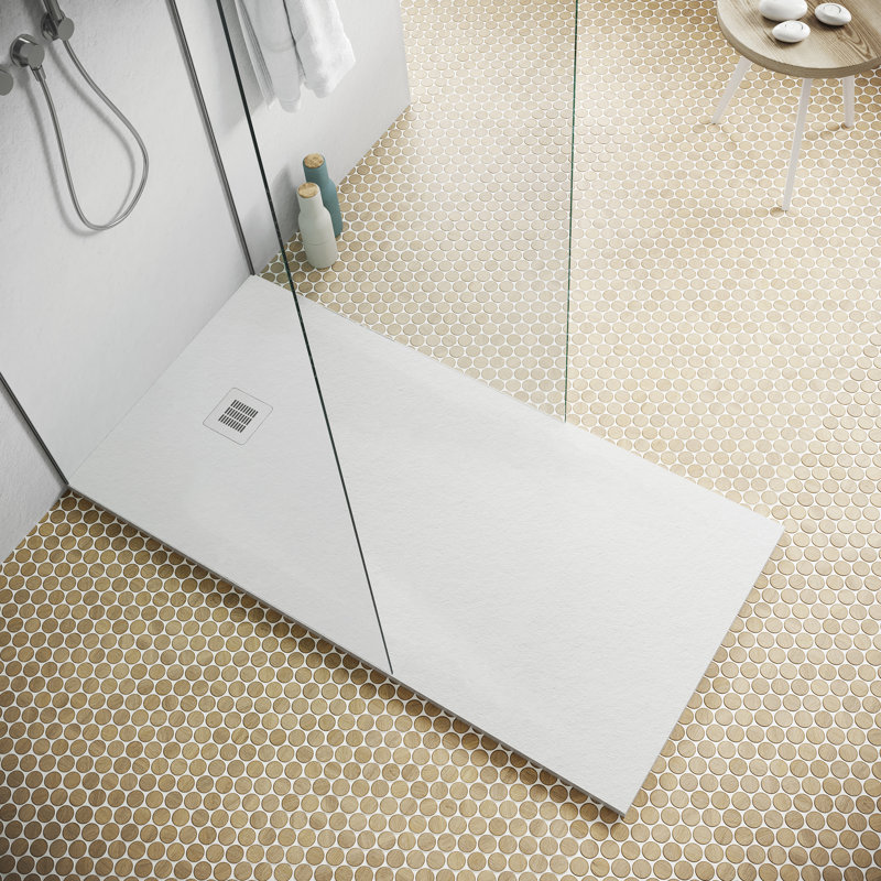 Curbless Shower Base Rex Slate 60" x 32", White