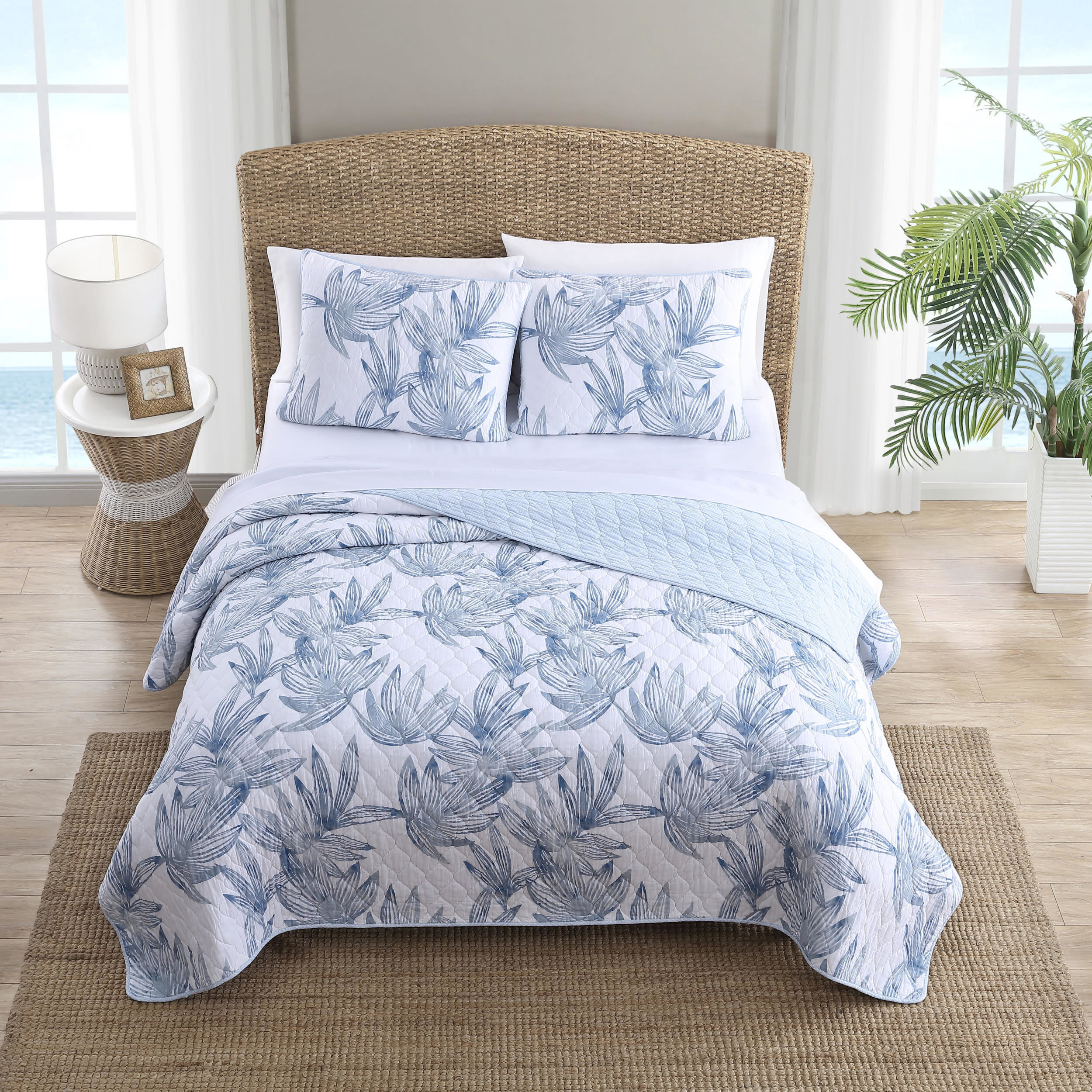 Tommy Bahama Home Tommy Bahama Kayo Blue Cotton Reversible Quilt Set ...