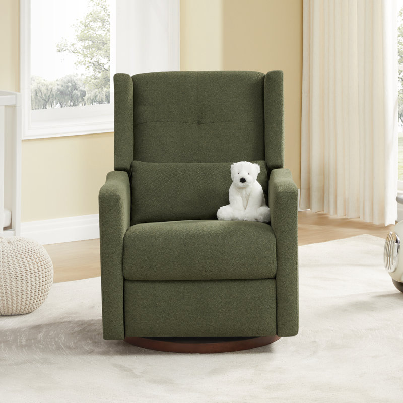 Drenna Tufted Upholstery Manual Swivel Glider Recliner, Moss Green Chenille