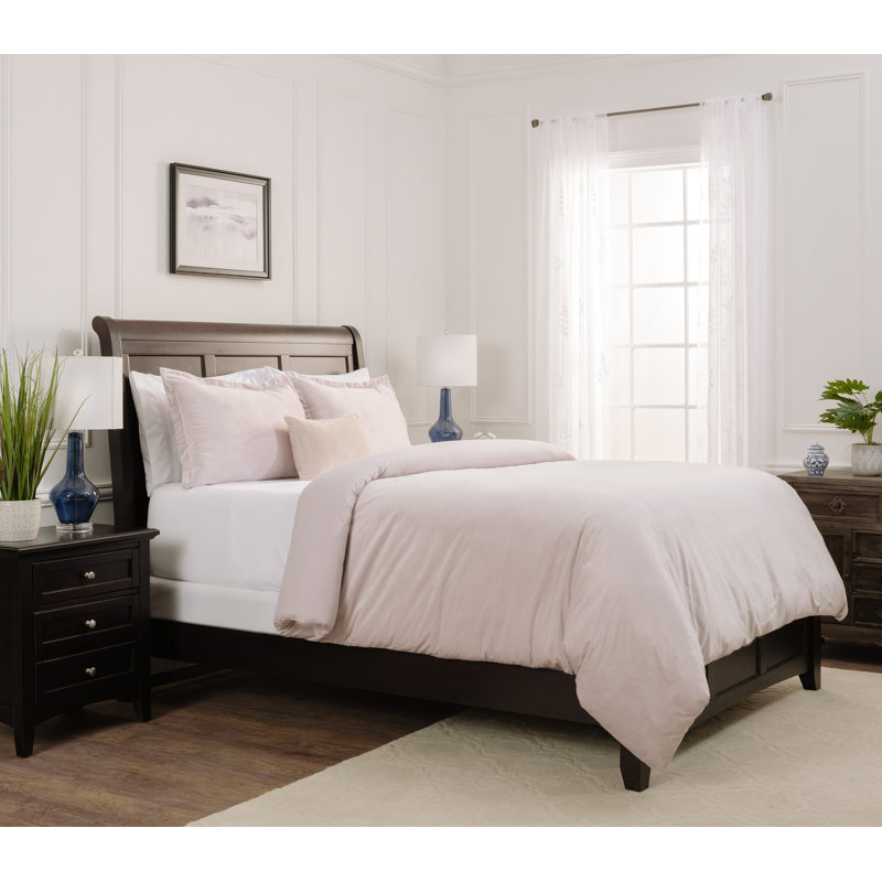 Chanasya Velvet Duvet Reversible Duvet Cover Set, King Duvet Cover + 2 Shams and 2 Pillowcases, Blush