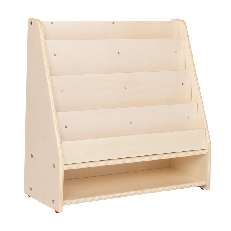 Angeles Birch Mobile 4-Shelf Book Display with Storage
