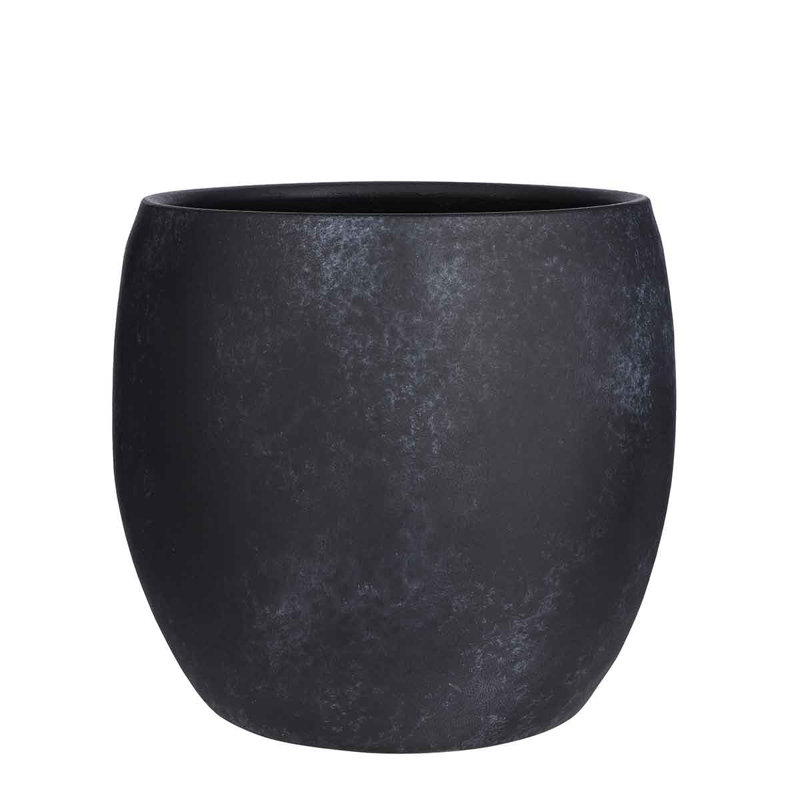 Outen Pot Round , Black, 31cm H x 33cm W x 33cm D