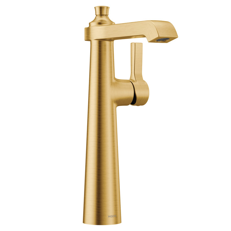 Flara Vessel Sink Bathroom Faucet, Brushed Gold