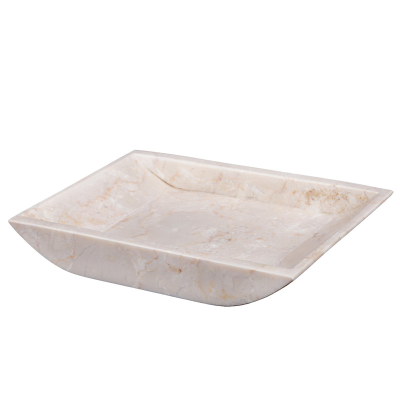 Creative Home Natural Champagne Marble Boat Shaped Candle Holder Tray Accessory Organize Tray Bathroom Countertop Organizer