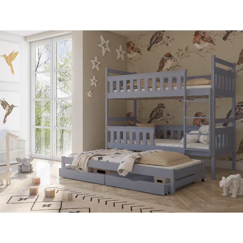 Arechiga 90 X 190cm Bunk Bed with Storage Included with Trundle Included, Right