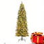 Arbre de Noël 6 pi / 7,5 pi / 9 pi / 12 pi - Arbre artificiel mince givré pré-éclairé avec pomme de pin, décoration de Noël pour arbre de Noël compact-1584682369