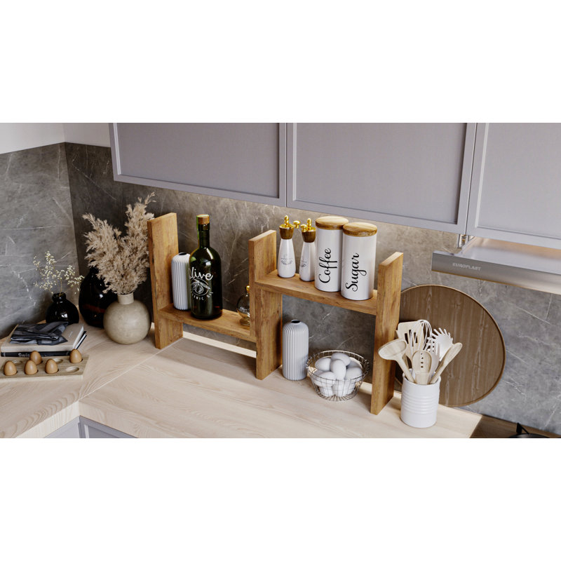 Freestanding Wood Spice Rack with Adjustable Racks