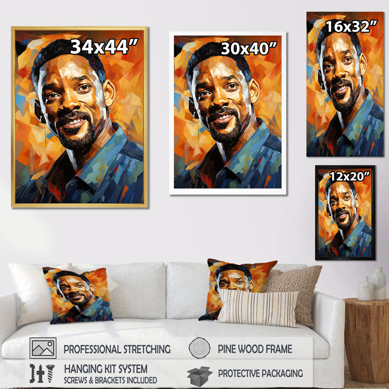 Art mural Sapphire Smith Portrait Popart II - Portrait_105847, H 20 po x l 12 po x P 1 po, Encadrement doré