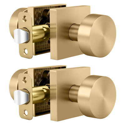 Poignées de porte de passage en bronze champagne, en alliage de zinc et laiton chaud, pour couloir et salon, poignée de porte de placard sans clé, réglable et réversible - Paquet de 2