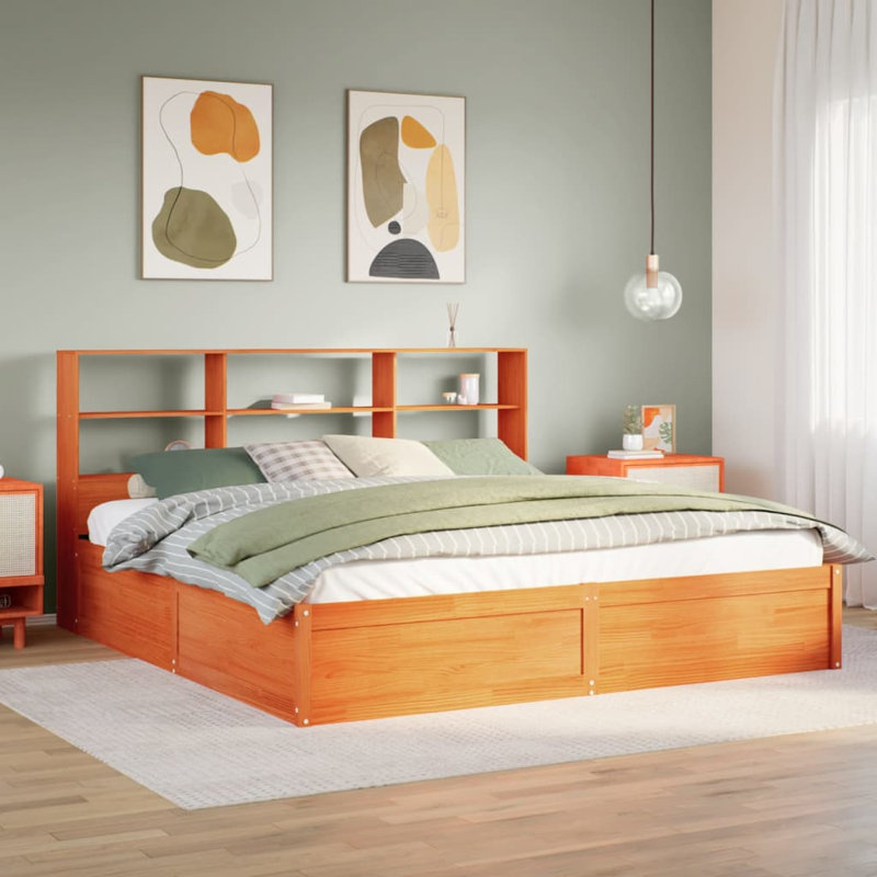 Storage Bed, 200 x 200cm, Wax Brown