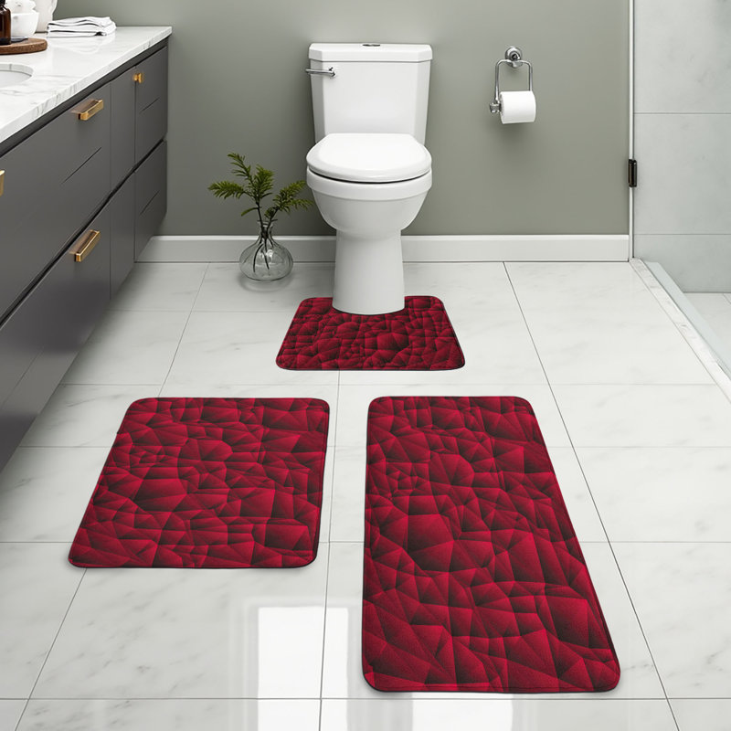  Ensemble de tapis de salle de bain Maroon 3 pièces