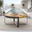Table d'extérieur moderne en métal de style industriel avec piètement en croix