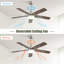 Ventilateur de plafond 5 pales réversible Noiseless