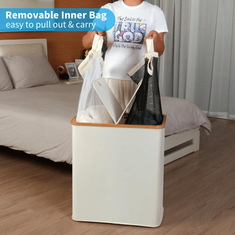 Fabric Laundry Hamper with Handles, Beige