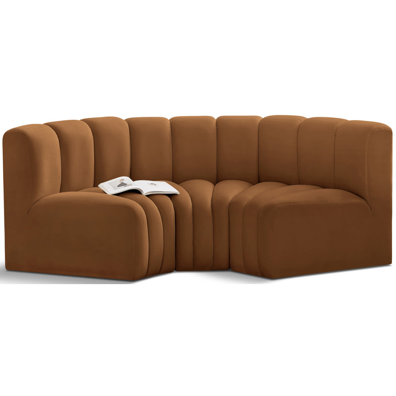 Hollybeth Upholstered Curved Sectional Reversible, Saddle Velvet