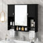 Armoire de rangement murale moderne 35 po x 28 po, armoire de salle de bain murale avec miroir, armoire à pharmacie avec barre à serviettes-2039559843