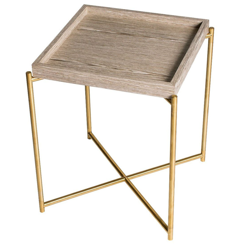 Bedell Tray Top End Table, Brass, Brass