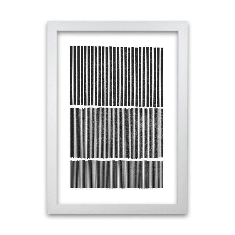Mid Century Modern Lines Original - Print, 59cm H x 42cm W x 3cm D, White Frame