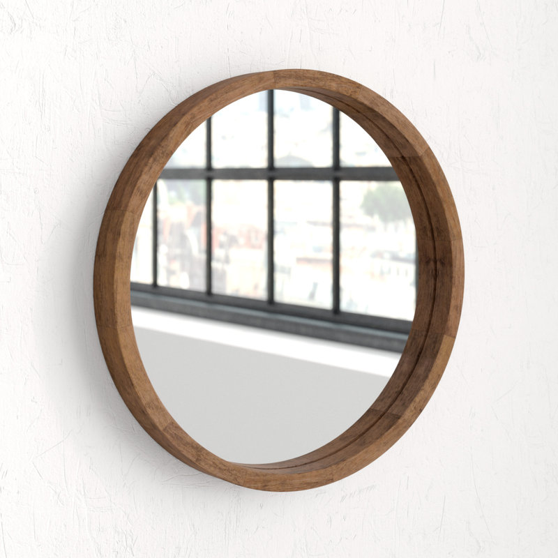 Loftis Solid Wood Mirror, Rustic Brown, 30" x 30"