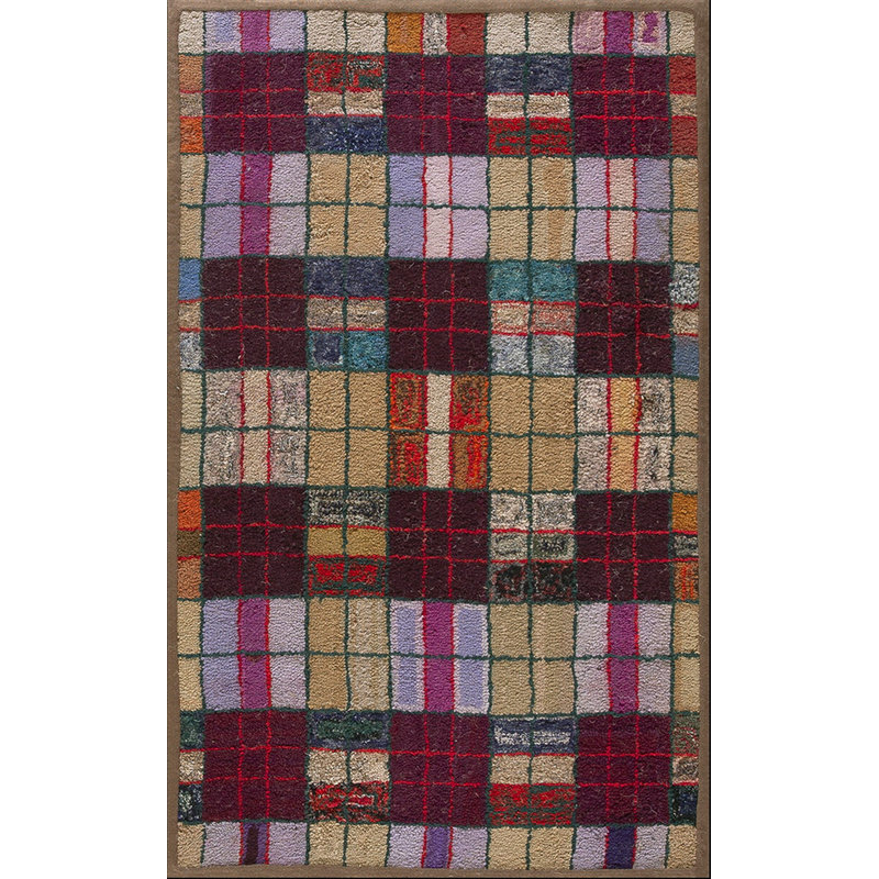 Tapis crocheté motif géométrique coloré