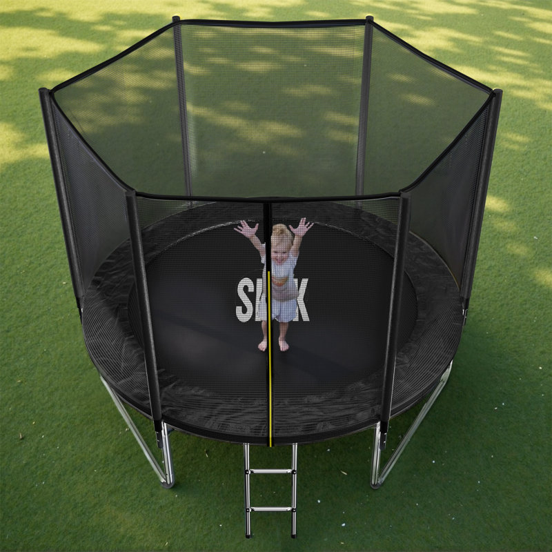 Grand trampoline SKFT de 8 pi avec cage, capacité de 400 lb pour les enfants et les adultes, utilisation à l'extérieur, Noir