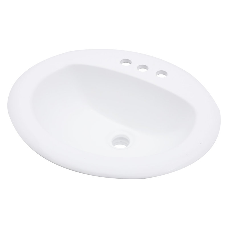 Lavabo de salle de bain ovale encastré 20,5 "x 18", lavabo en céramique blanche avec 3 trous pré-percés, lavabo en porcelaine moderne pour la salle de bain