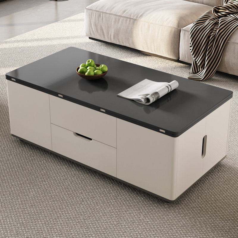 Multifunctional Centre Table,Modern Lift Top Coffee Table With 4 Storage Stools,Extendable Coffee Table