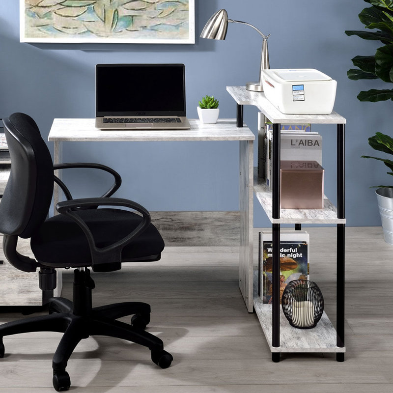 Rectangular Writing Desk With Side Shelf