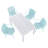 Summer 4Pcs Light Blue Stackable Armchairs With 55 Inch White Modern Table - Indoor/Outdoor Use, Ergonomic Design, Lightweight And Durable-111987709