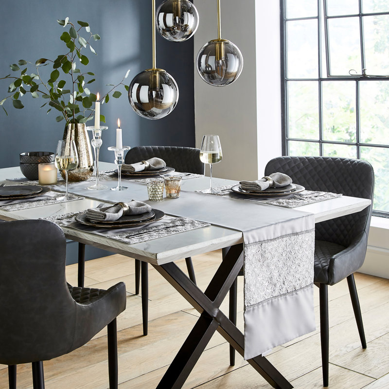 Deco Sequin Dining Place Mat 4 Pack, Silver