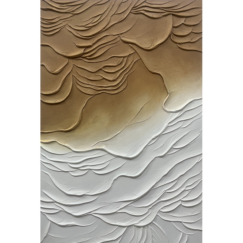 «Desert Waves», art texturé sur toile tendue, H 16 po x l 12 po x P 1 po
