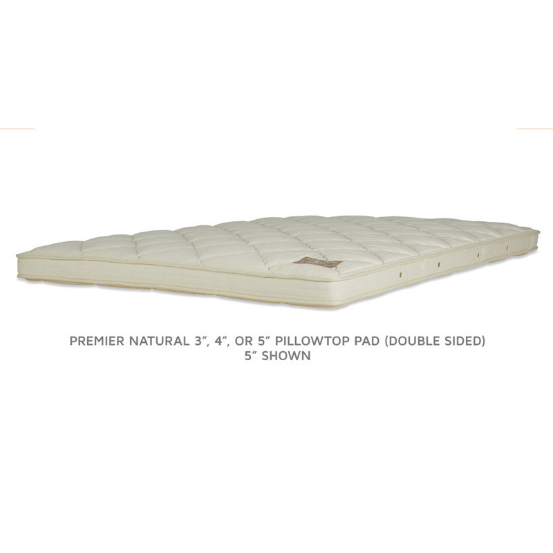 Premier Natural 5" Pillowtop Pad - Boxed Edge Construction, Twin XL, 5''