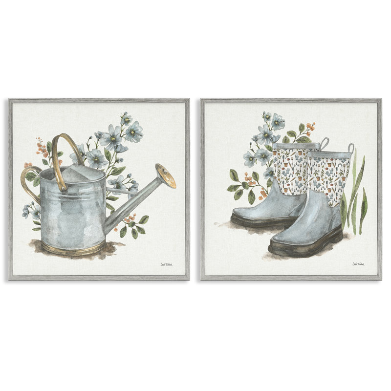 Ensemble de 2 art floral giclée par Leslie Trimbach, Estampe numérique Farmhouse, H 24 po x l 24 po